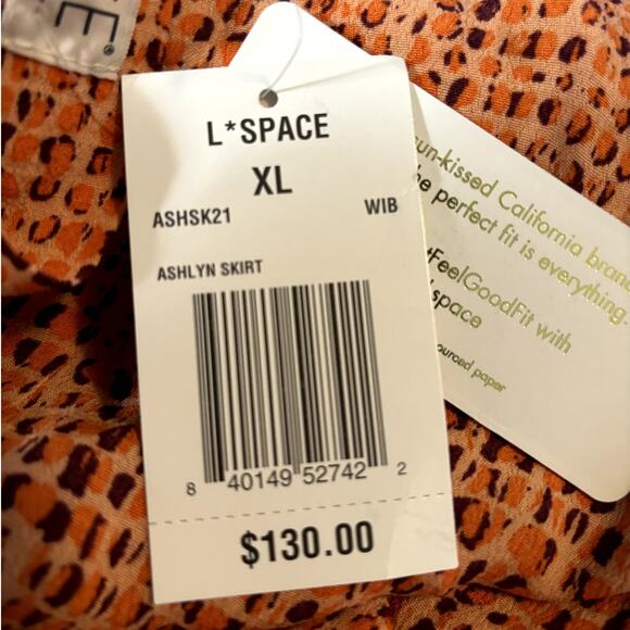NWT L*Space Ashlyn Skirt Women's Size XL Swim Cover Up Orange Animal Print NEW - Picture 10 of 12